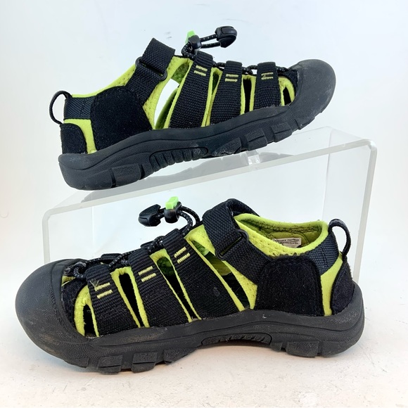 KEEN Big Kid's Youth Black Neon Green Newport H2 Waterproof Sandals size 1 32/33 - Picture 5 of 11